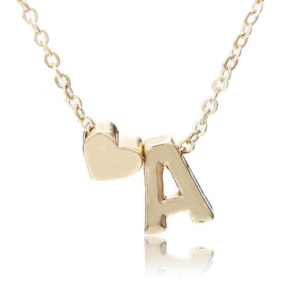 🔤 A Initial Necklace w/ heart - gold